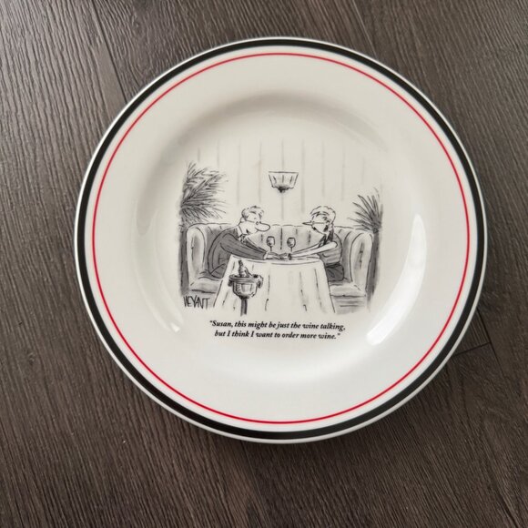 LOT OF 6 THE NEW YORKER CARTOON COMIC WINE THEME PLATES RESTORATION HARDWARE - Picture 13 of 16